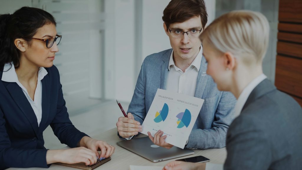 Business professionals sales review